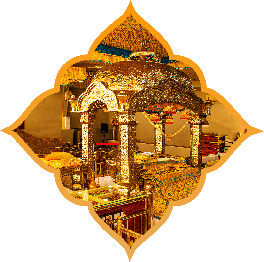 Golden ornate structure in a religious setting.